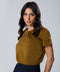 Neck And Sleeve Pleated  Brown Top